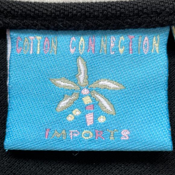 Cotton Connection Black Cotton Beach Summer Vacation Appliques Scoop Neck Top L - Picture 8 of 12